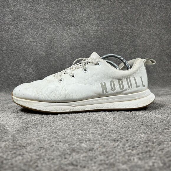 NoBull Golf Men\'s Size 10.5 White Leather Reflective Spikeless Shoes Used main image 9
